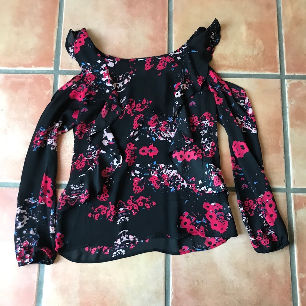 Devlin Floral Cold Shoulder Ruffle Blouse